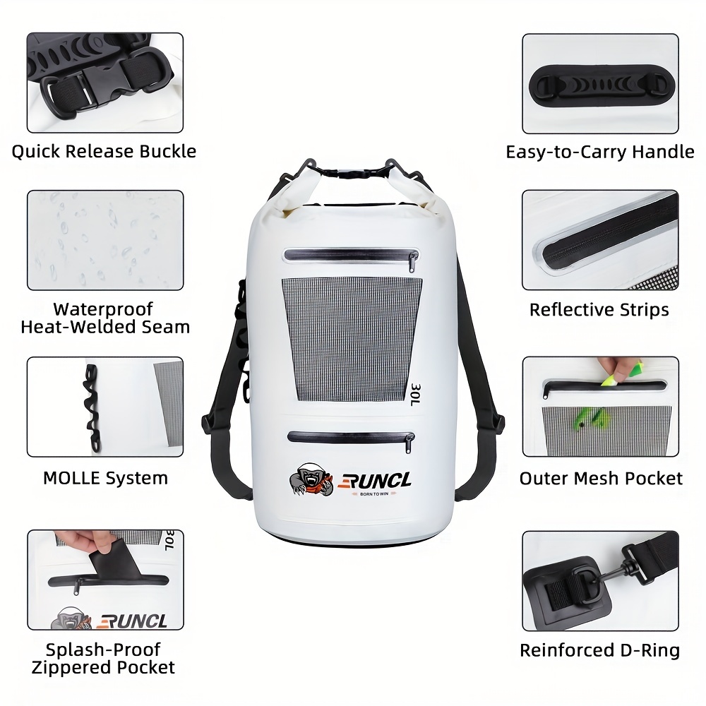 RUNCL Waterproof Dry Bag, Durable Roll-Top Closure 10/20/30/40L Floating  Dry Backpack with Waterproof Phone Case for Travel, Swimming, Kayaking