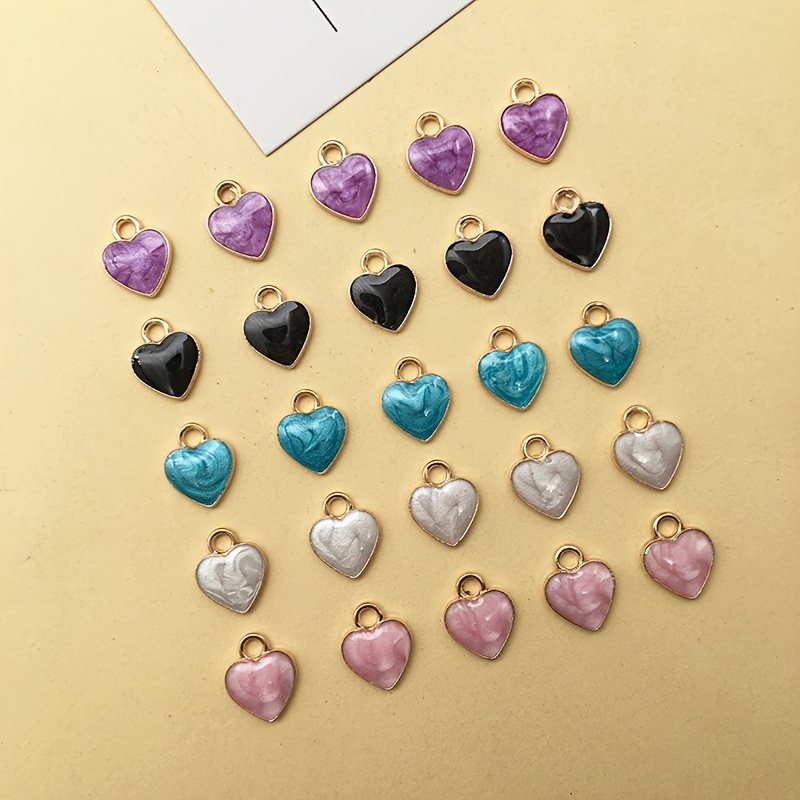 20Pcs/Lot Random Color Zinc Alloy Enamel Gold Plated Cute Heart Shape Charms Pendant for DIY Necklace Bracelets Earrings Jewelry, Jewels Making DIY