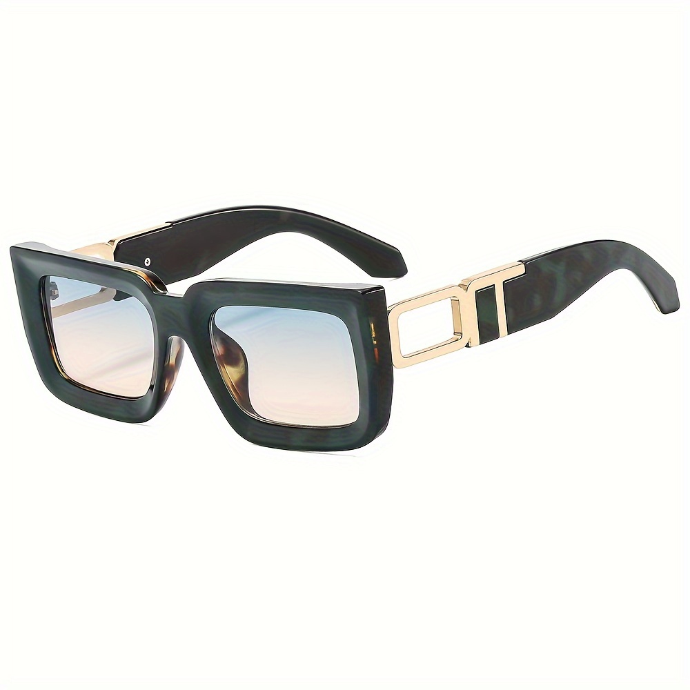 

1pc Hip Hop Cool Color Block Thick Square Fashion Sunglasses, With Hollow Temples, Unisex Outdoor Party Supplies, Gift Photo Props