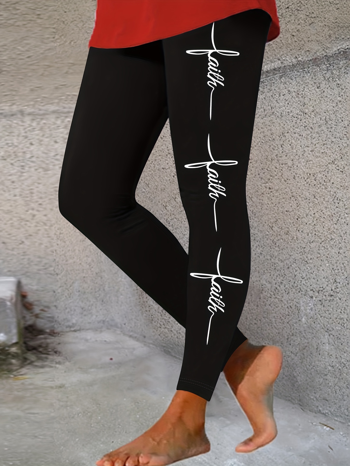 Graphic Print Skinny Leggings, Casual Every Day Stretchy Leggings, Women's  Clothing