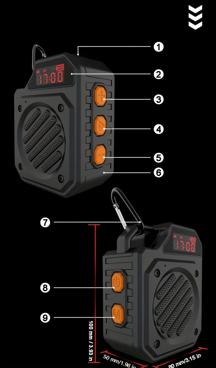 BESNOOW Altavoz de ducha Bluetooth, Altavoces Bluetooth portátiles, IP68  impermeable altavoz inalámbrico con luz LED, – Yaxa Colombia