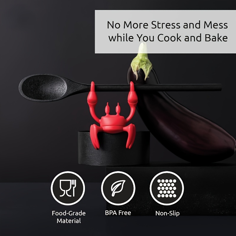 Red Crab Silicone Spoon Rest and Steam Releaser