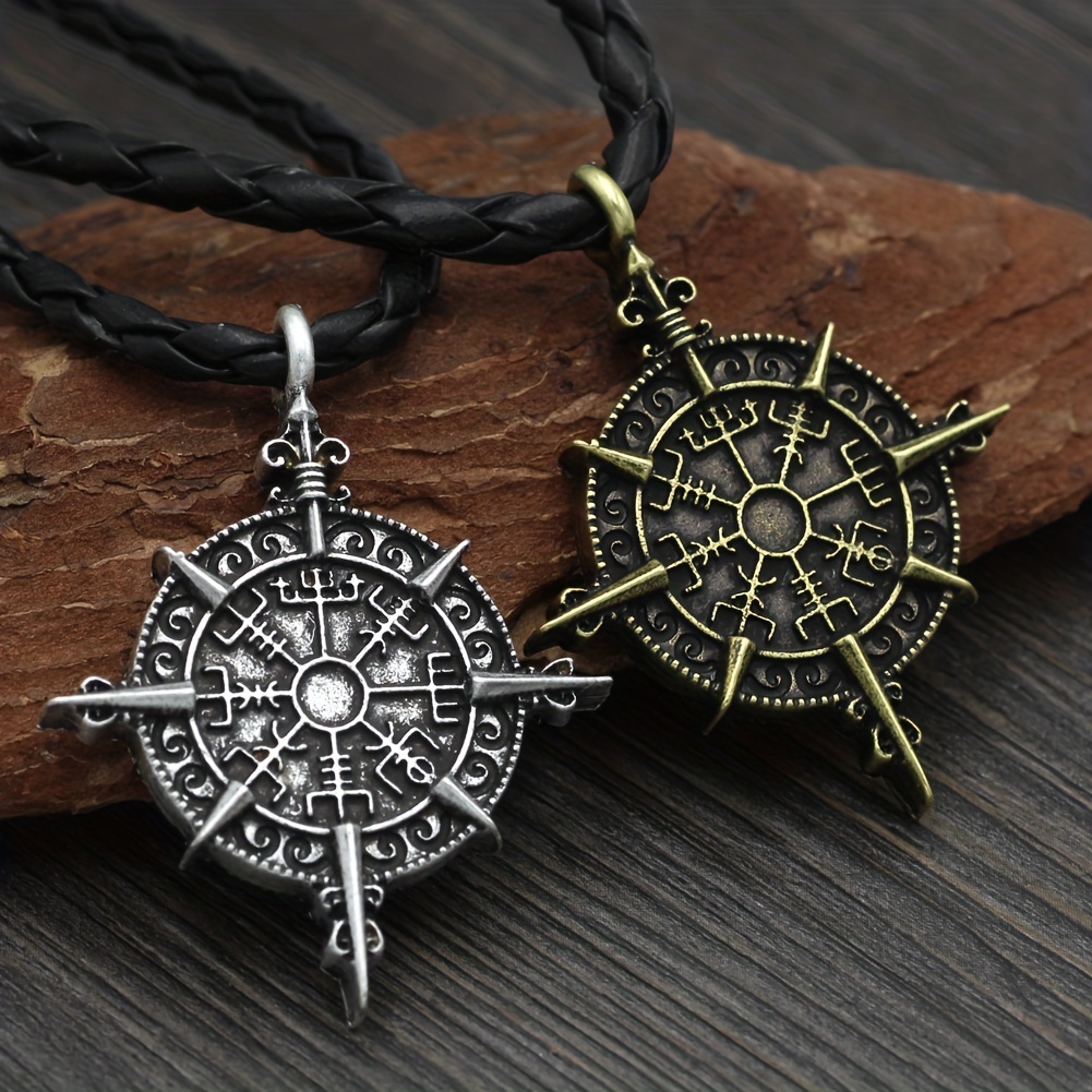 Viking Compass Pendant Necklace for Men