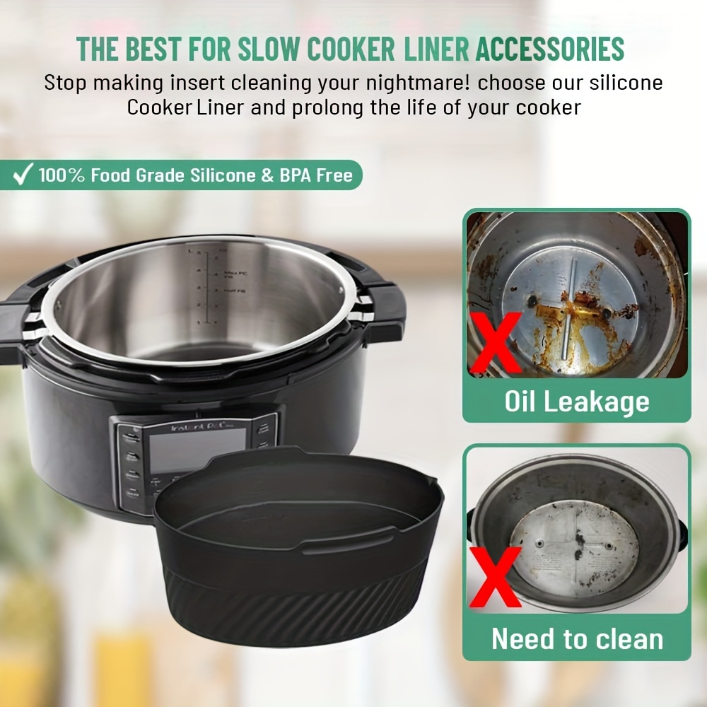 FROVEN 6qt Silicone Slow Cooker Dividers Compatible Crock Pot Liners 6 qt Oval Shape, Leakproof, Dishwasher Safe, Reusable Slow Cooker Liner for