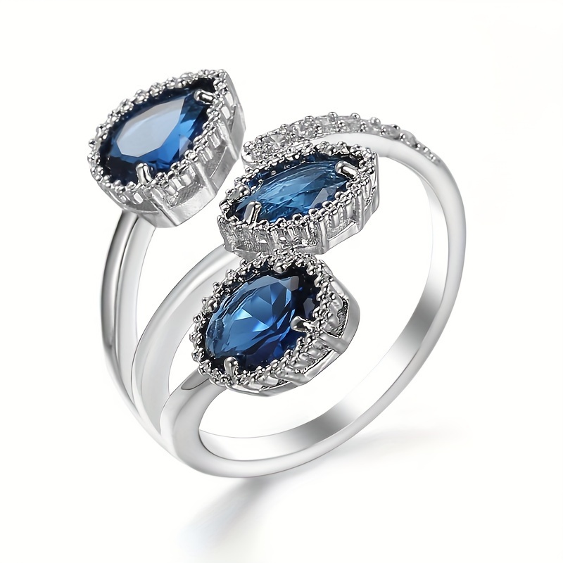 TEMU di moda geometrico per adolescenti, , amore, blu, sintetico, regalo di Natale, anello regolabile, accessorio, anello per dito, per adolescenti
