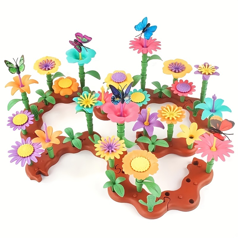 Regalos para niñas de 3 a 6 años, juego de construcción de jardín de  flores, 98 piezas, artes y manualidades para niñas, 11 colores, regalos de