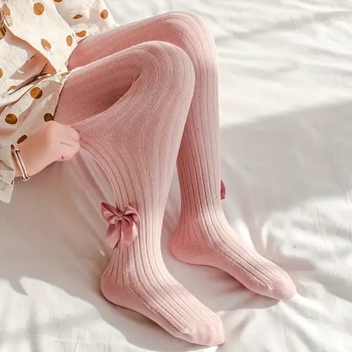 Girls Elegant Cute Knit Ruffled Pantyhose Elastic Cropped - Temu