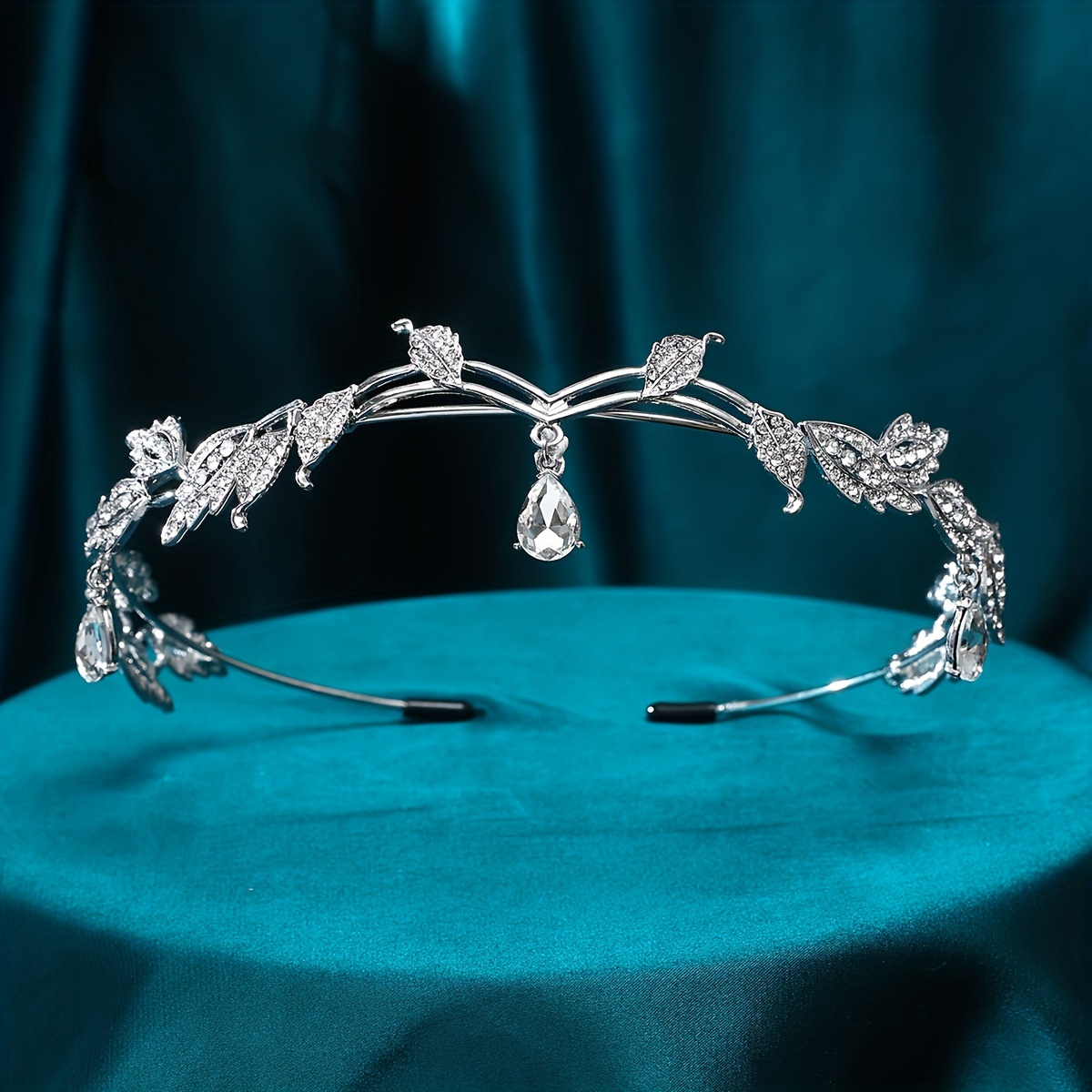 1 pièce de couronnes de diadèmes en feuilles de cristal pour femmes,  couvre-chef d'elfe réglable, bijoux de Costume de fée, bandeau de princesse  elfique Vintage pour les mariées, mariage, Cosplay, fête de