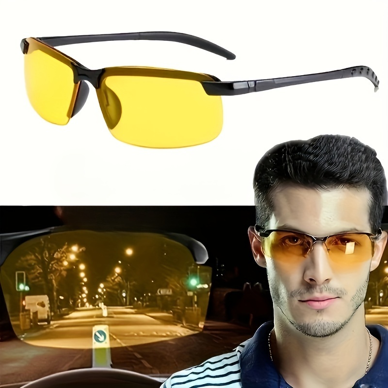 Trendy Night Vision Driving Sunglasses Square Lens Rimless - Temu