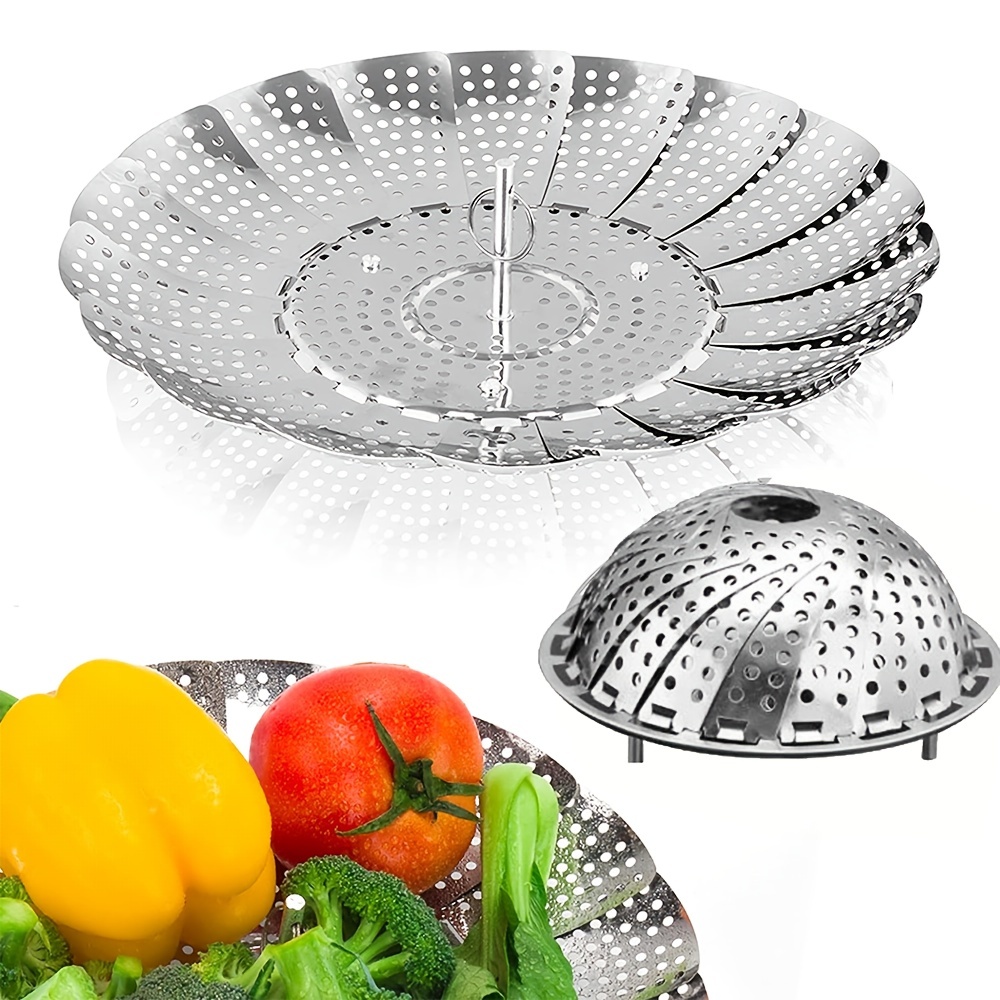 Steamer Basket, Stainless Steel Veggie Steamer Basket, Folding Expandable  Steamers to Fits Various Size Pot(5.5 to 9)