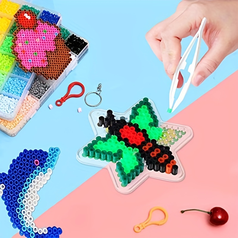 Beads Fuse Geometric Plastic Boards Craft Stencils Board Diy Bead Kids  Pegboards Templates Tool Pegboard Tweezers