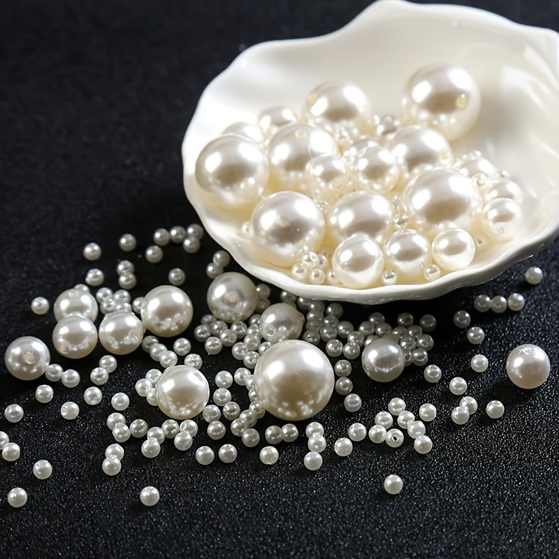 Cuentas de perlas de imitación brillantes pulidas redondas sueltas para  decoración de bodas, fiestas, joyería, manualidades, 15 colores, 0.394