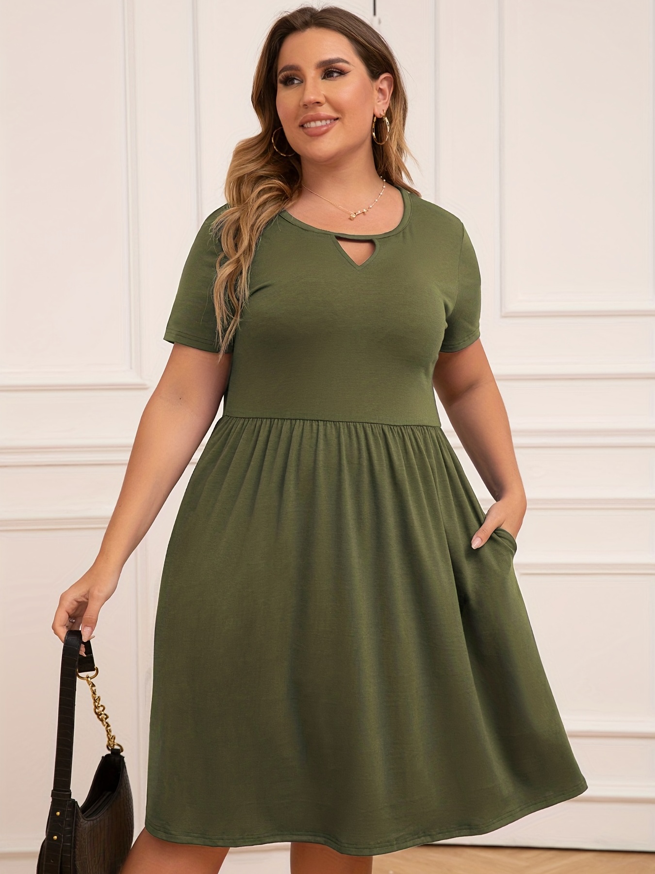 Plus Size Sexy Dress Women's Plus Cut Short Sleeve Round - Temu Canada