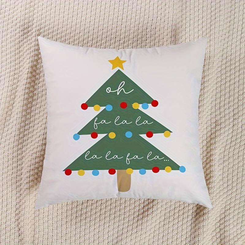 Square Christmas Pillow Cover Christmas Tree Cushion - Temu