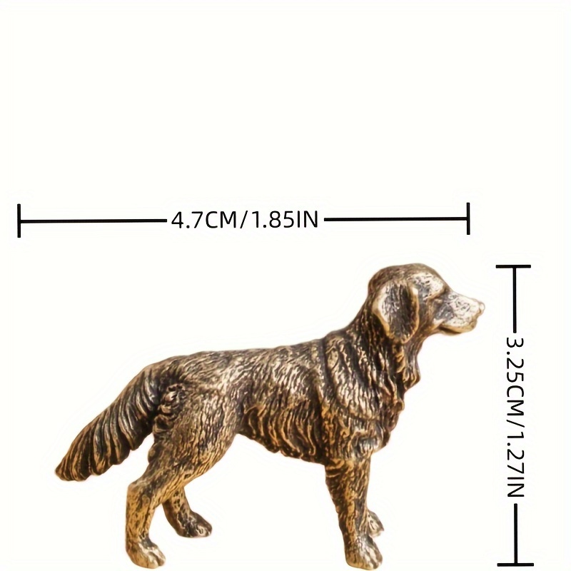 1PC Brass Golden Retriever Statue Dog Figurines Puppy Ornament