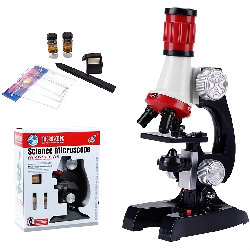 Microscopio para niños – zoom de hasta 40-1200x, kit STEM con microscopio,  diapositivas preparadas, luz LED integrada y varias herramientas operativas