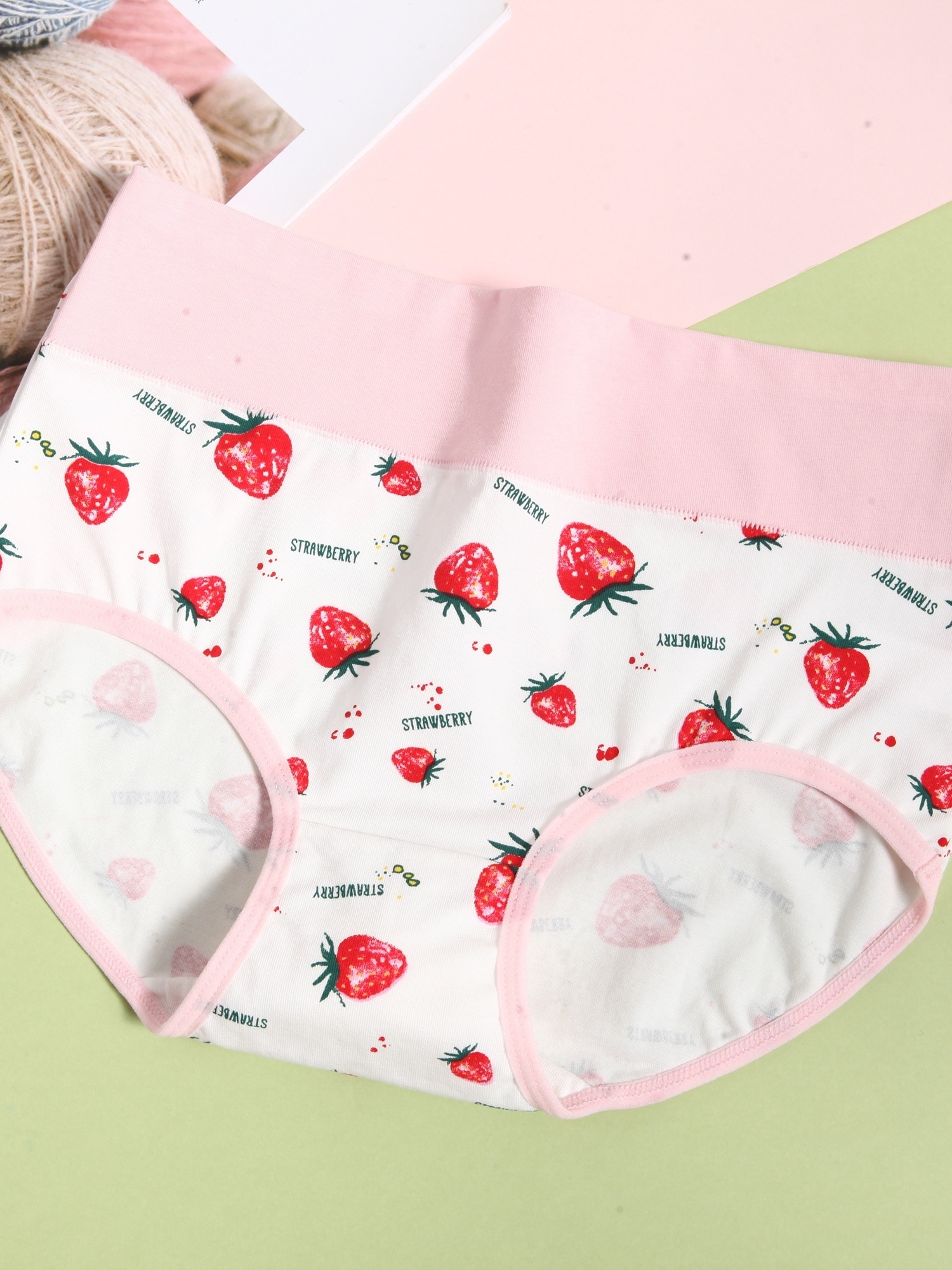4pcs Strawberry Print Briefs, Sweet & Cute *-* Stretchy Panties, Women's  Lingerie & Underwear