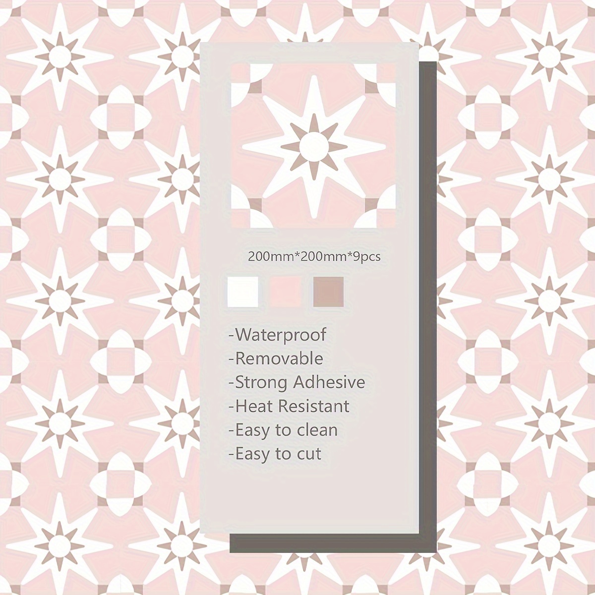 9pcs Pink Printed Floor Stickers Waterproof Anti-slip Home Decoration