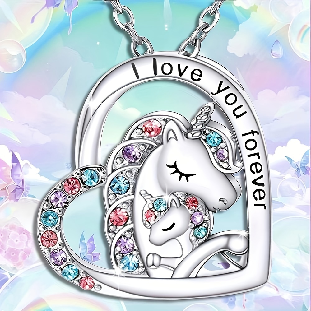 

1pc Sparkling Unicorn Pendant Necklace, "" Engraved, Embellished, Jewelry, Perfect Christmas Gift