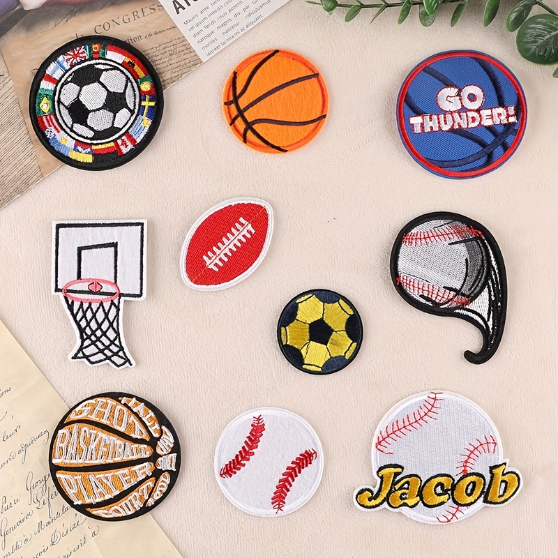 10pcs Embroidery Label, Computer Embroidery Label, Football Basketball  Sports Series Fabric Label Patch, Clothing Accessories, Luggage  Accessories, Fa