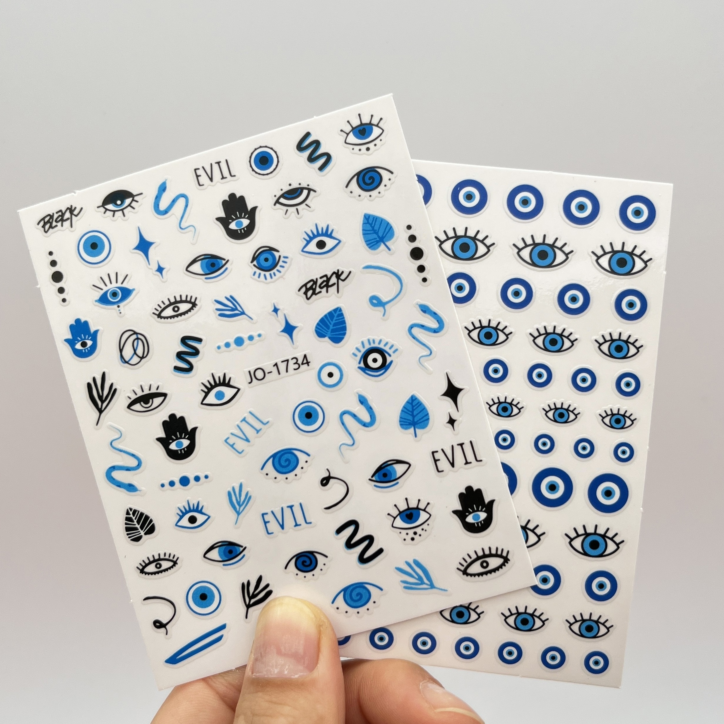 2pcs Evil Eye Nail Art Stickers 3D Self Adhesive Nail Decals for Manicure