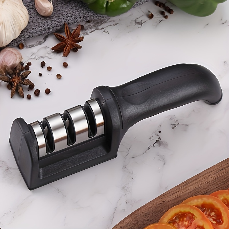 4-in-1 Kitchen Knife Accessories: 3-Stage Knife Sharpener Helps Repair,  Restore, Polish Blades and Cut-Resistant Glove - AliExpress