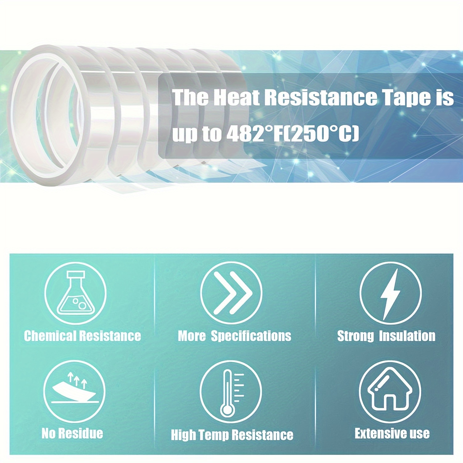 Heat Tape Heat Resistant Tape Heat Transfer Tape Thermal Tape High Temp  Tape High Temperature Tape Heat Tape for Sublimation for Heat Press No  Residue