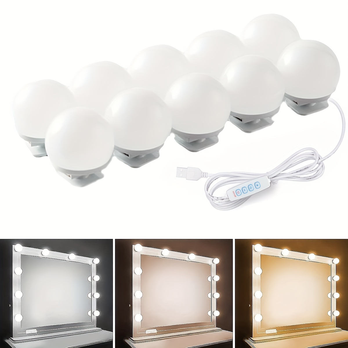 Lampe miroir LED DIY Lampe USB Maquillage Variable 10 LED Eclairage 360