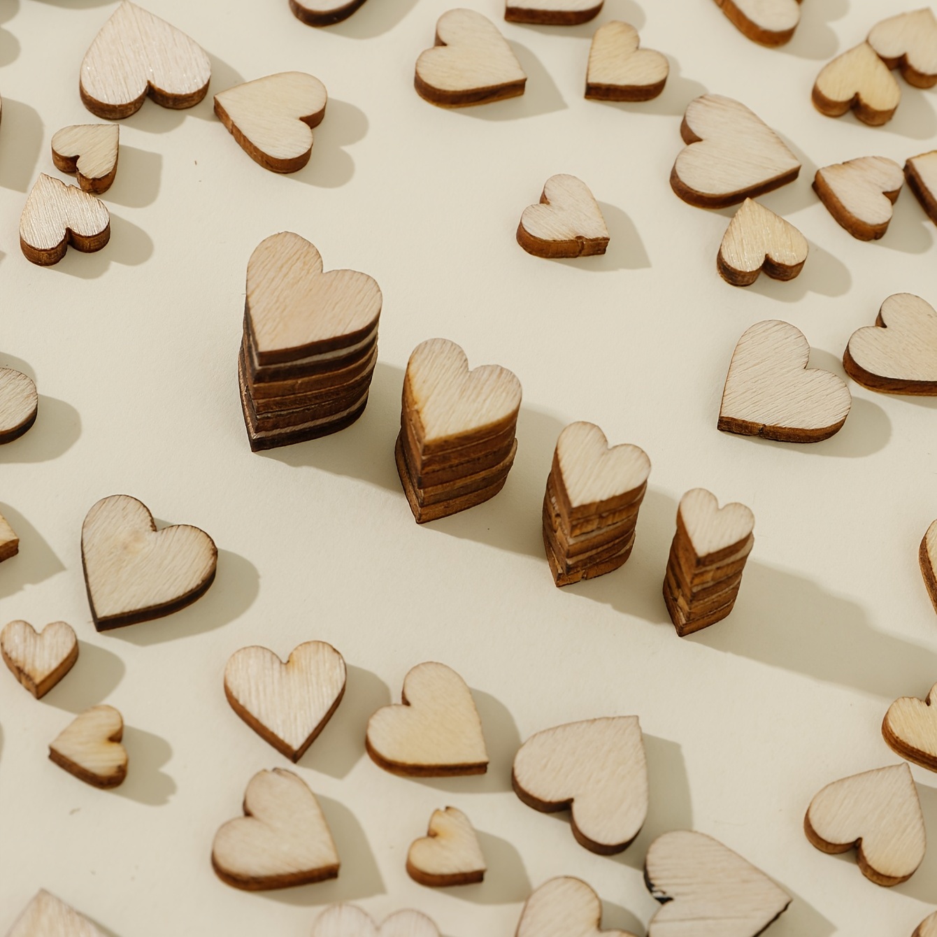  100PCS Wooden Heart, 1.1 Small Wooden Hearts For