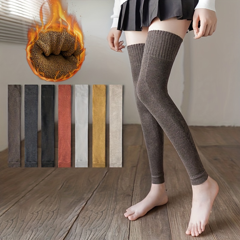 

1/2 Pairs Solid Leg Warmers, Warm Over The Knee Socks, Women's Stockings & Hosiery