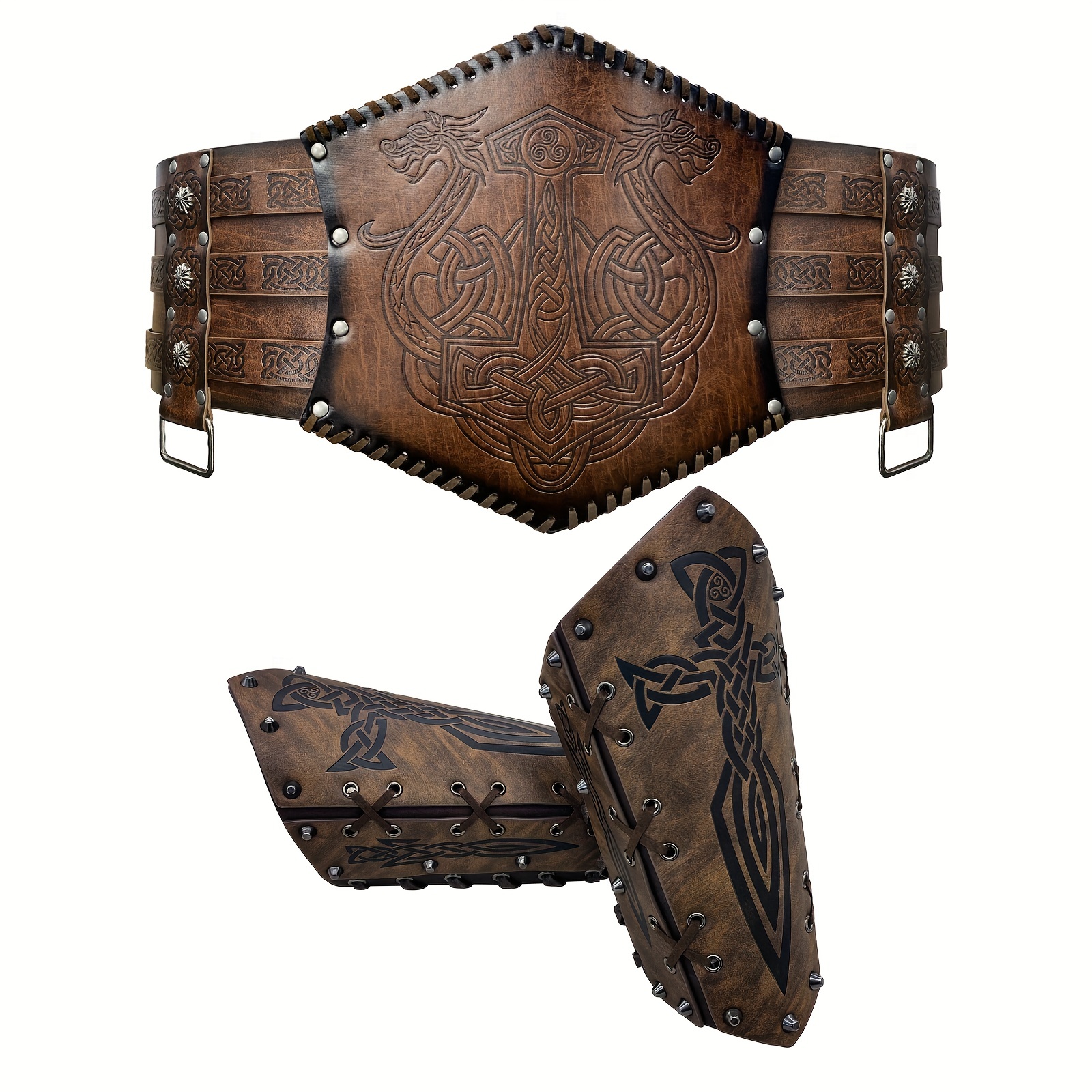 1 Set Viking Medieval Renaissance Costume Set Embossed Buckle Belt