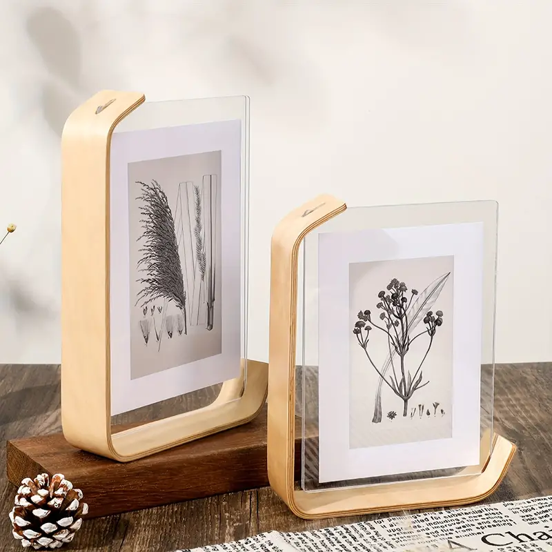 acrylic wooden photo frame 4x6 picture frame rustic wooden photo frames with hd glass double sided frame for tabletop display wedding party picture frame photo decor details 2