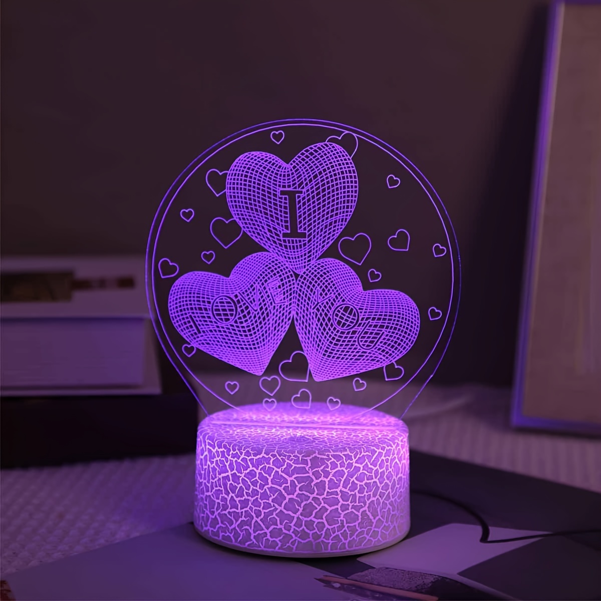 Romantique Amour 3d Lampe Ballon en forme de cœur Acrylique Led Veilleuse  Lampe de Table Décorative Saint-Valentin Chérie Cadeau de femme
