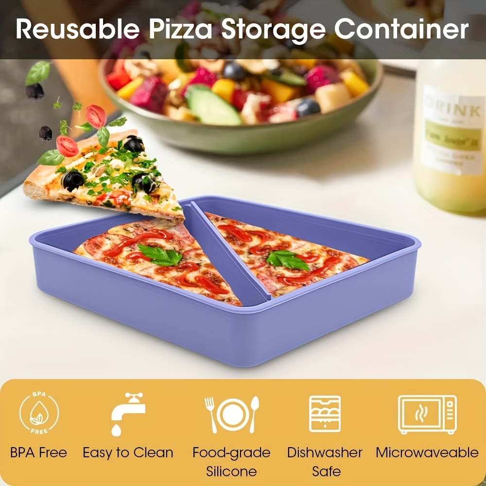 Pizza Storage Box With Lid, Reusable Pizza Slicing Container, Silicone Pizza  Leftover Storage Box, Microwave And Dishwasher Safe, Kitchen Supplies, Food  Storage Accessories - Temu