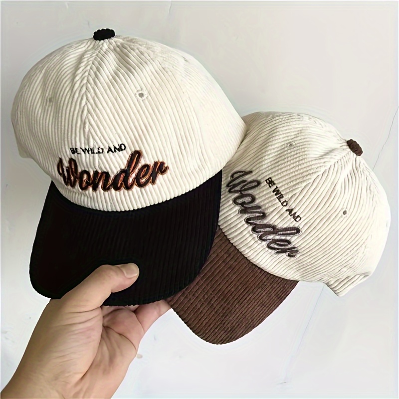 Wonder Embroidery Corduroy Baseball Classic Color Block - Temu