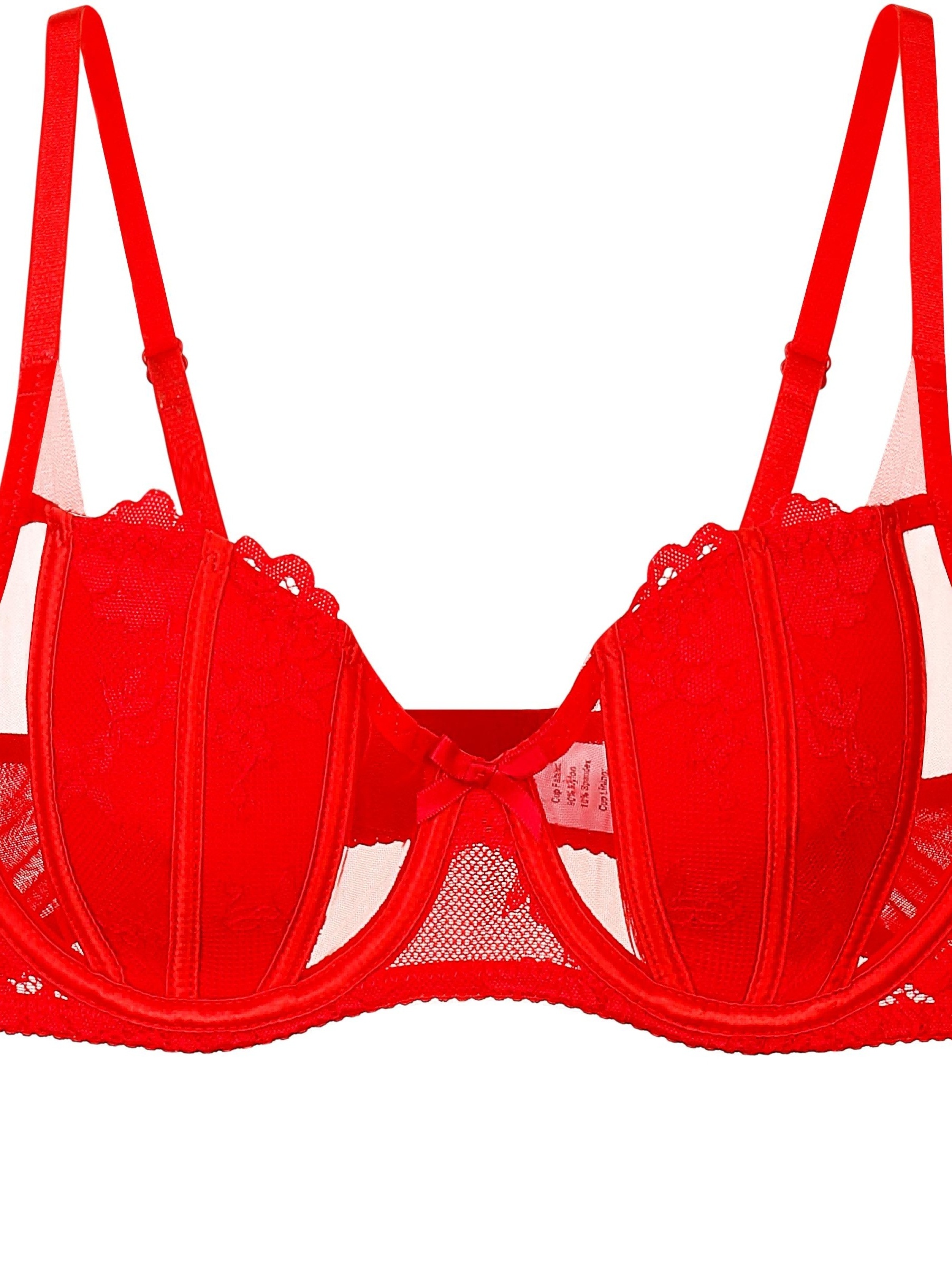 Valentine's Day Lace Mesh Unlined Bra Comfy Breathable Push - Temu