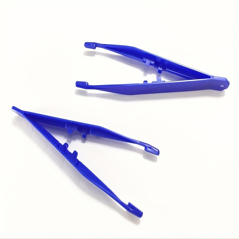 10pcs Disposable Medical First Aid Tweezer Small Plastic Tweezers Blue;EN