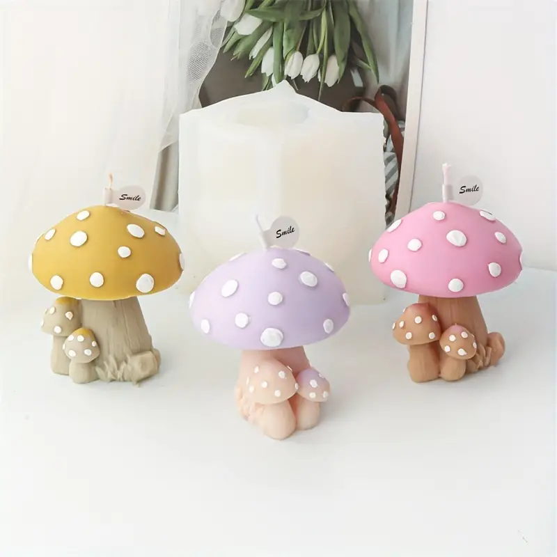 3d Cute Mushroom Shape Silicone Molds For Mushroom Candles - Temu