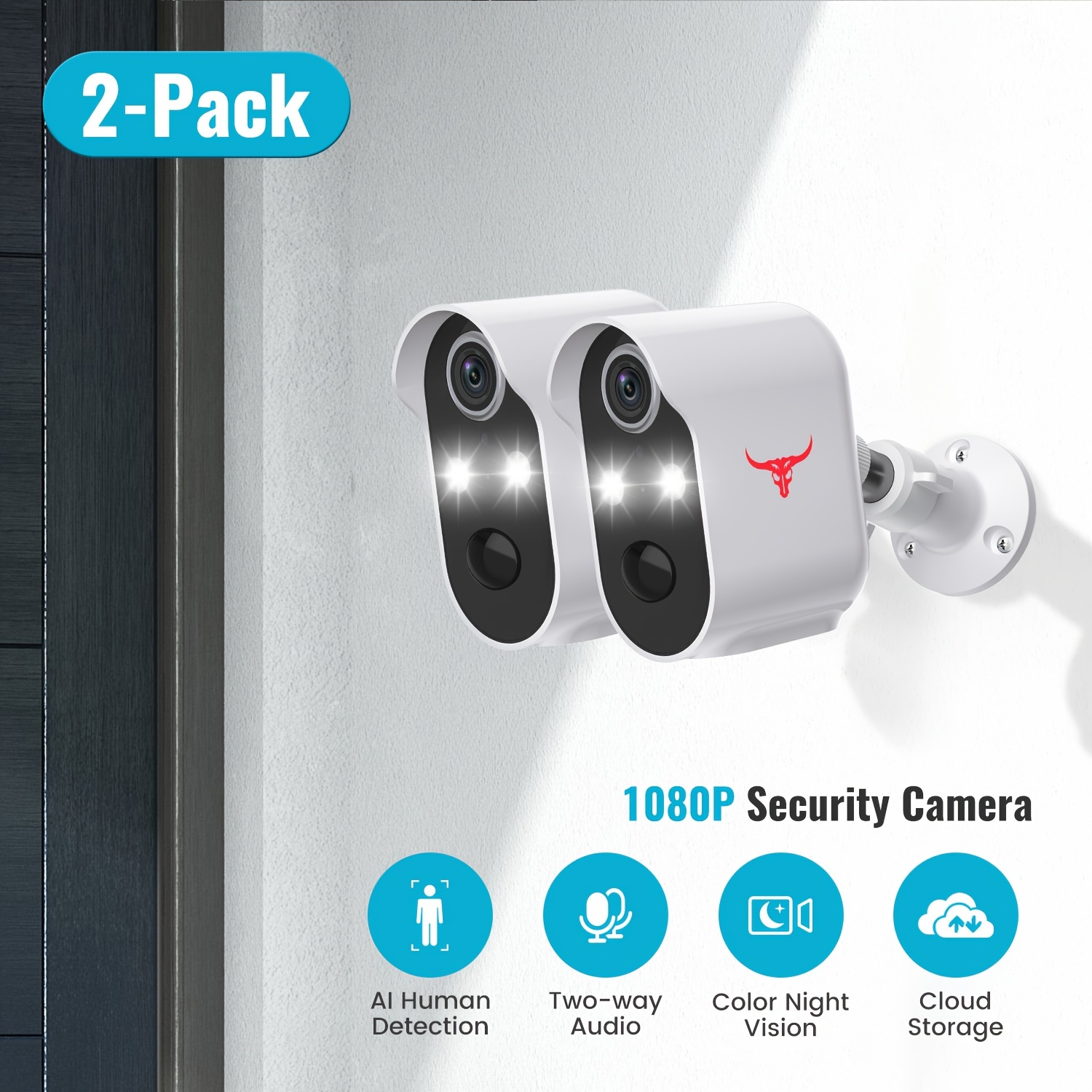 YI- Pack 2 Cámaras de seguridad para exteriores 1080p
