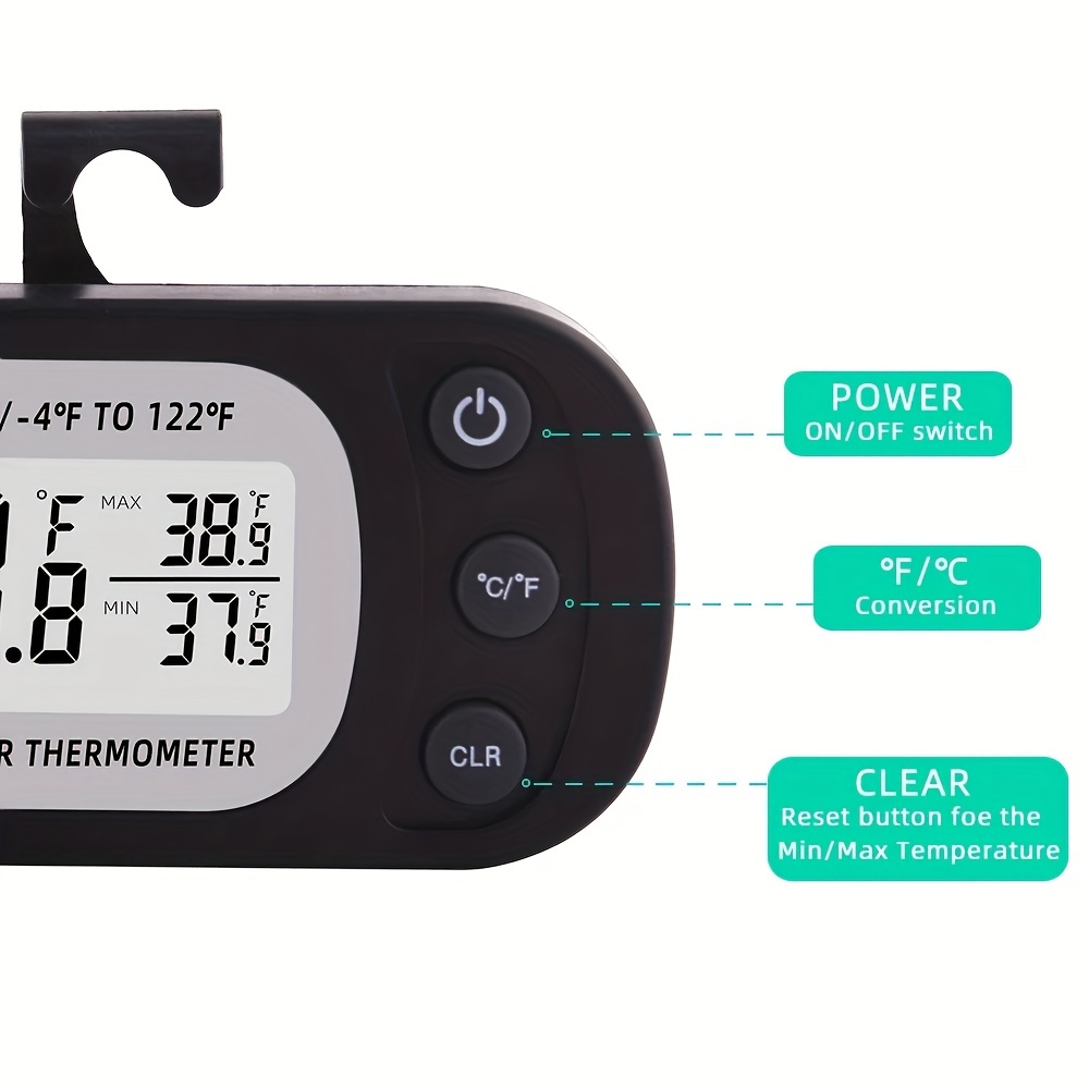 Mini Waterproof Digital Refrigerator Thermometer Max/min Record Function  With Large Lcd Display Freezer Room - Temu