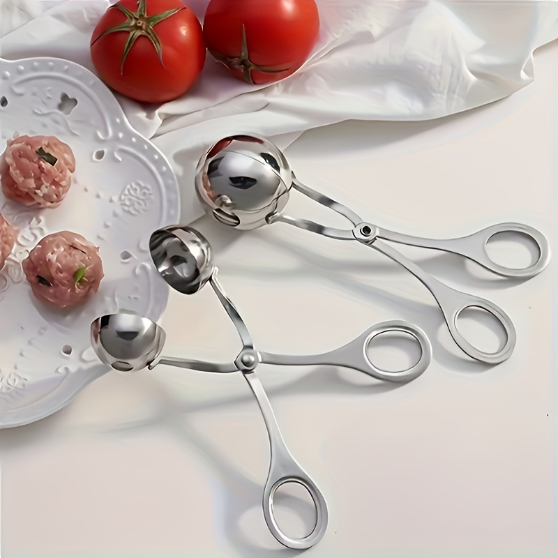 Meat Ballers Maker, Stainless Steel Rice Ball Making Tongs, Meatball Scoop,  Meatball Clip, None-stick Food Clip, Cookie Dough Scoop, Diy Fish Ball  Mold, Ice Cream Ball Makers, Kitchen Tools, Kitchen Gadgets, Dorm