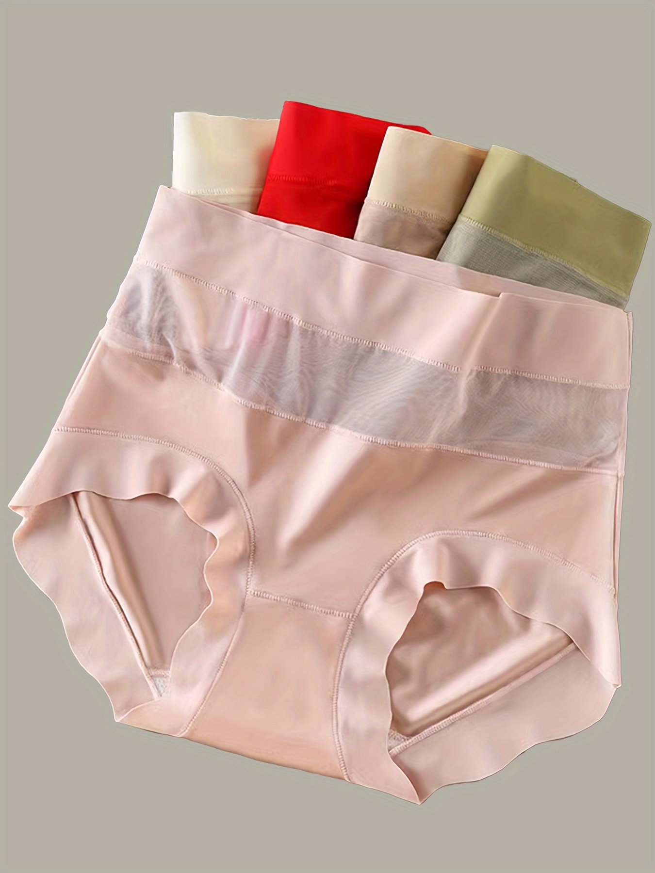 4 Pcs Women's Butt Lifting Contrast Color Bikini Panties, Comfortable High  Waist Cotton Panties, Women's Lingerie & Underwear