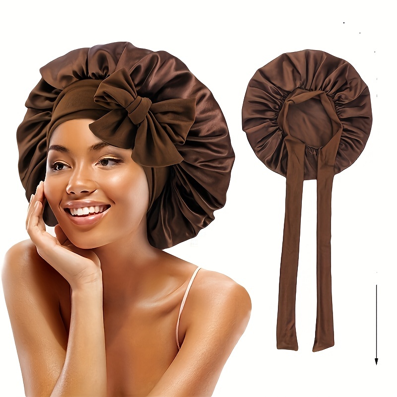 Bonnets de cheveux pour femmes, grand bonnet de satin respirant Bonnet de  cheveux soyeux pour le bonnet de sommeil, capots de tresses pour les femmes