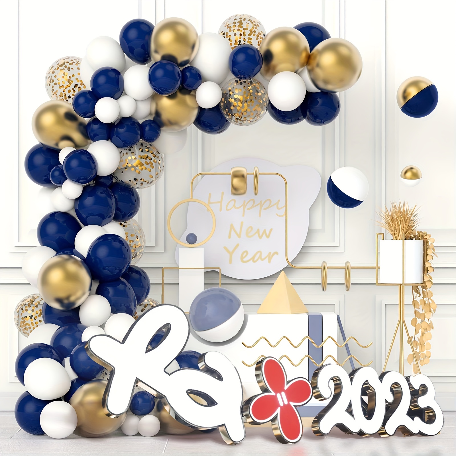 2024 Balloons Gold 40in Digit Helium Balloons Aesthetic Shiny Big Balloons