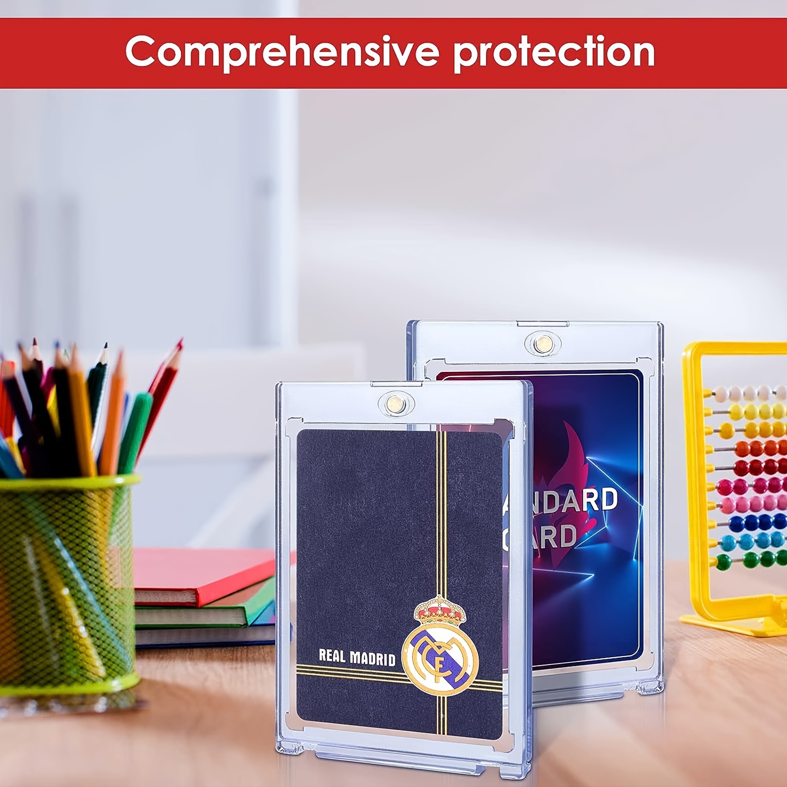 4Pcs Magnetic Card Holders for Trading Card, Baseball Card Protectors with  4 Stands, 35pt Acrylic Hard Card Sleeves Case for Sports Cards, MTG Cards