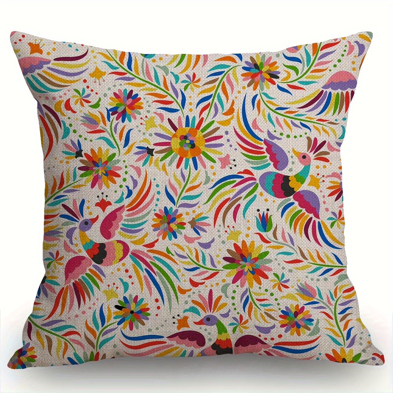 Mexican Colorful Ethnic Birds Flowers Throw Pillow Covers, Home Decor Pillow  Cases,for Couch Sofa Living Room Outdoor Home Decorations,without Pillow  Inserts - Temu