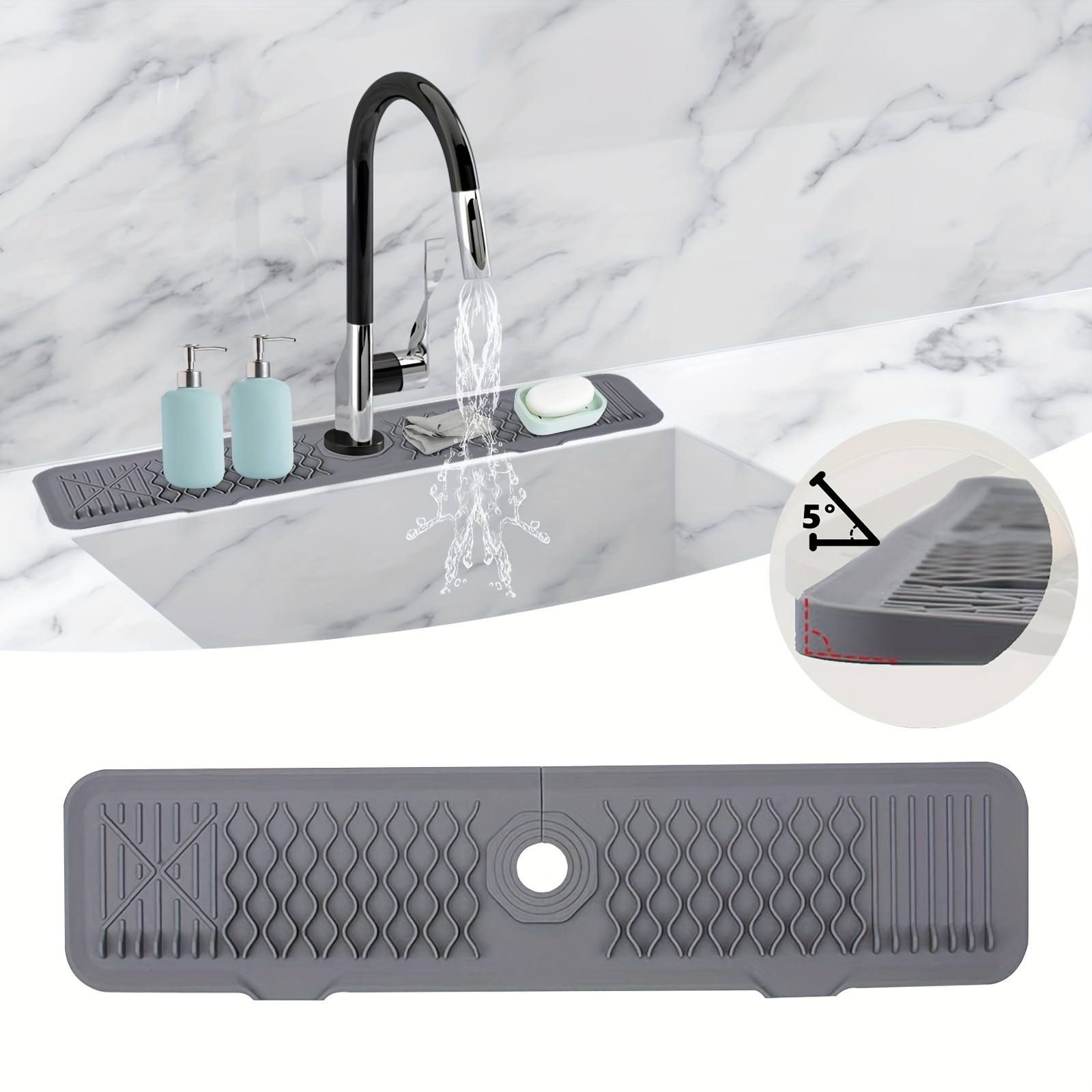 ChezMax Protector contra salpicaduras de fregadero para cocina y baño, de  silicona de hoja de alta calidad detrás del grifo, tablero deflector de