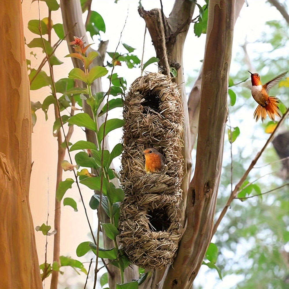 Hand Woven Wood Hummingbird Houses Nest Grass Bird Hut - Temu