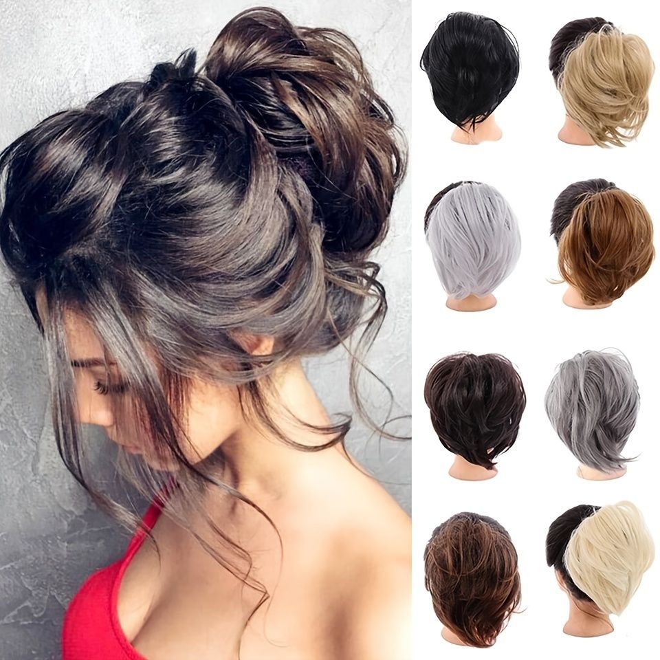 Synthetic Messy Bun Scrunchie Chignon With Elastic Hair Bands Donut  Straight Ponytail Hair Pieces For Women Hair Extensions | Shop The Latest  Trends | Temu