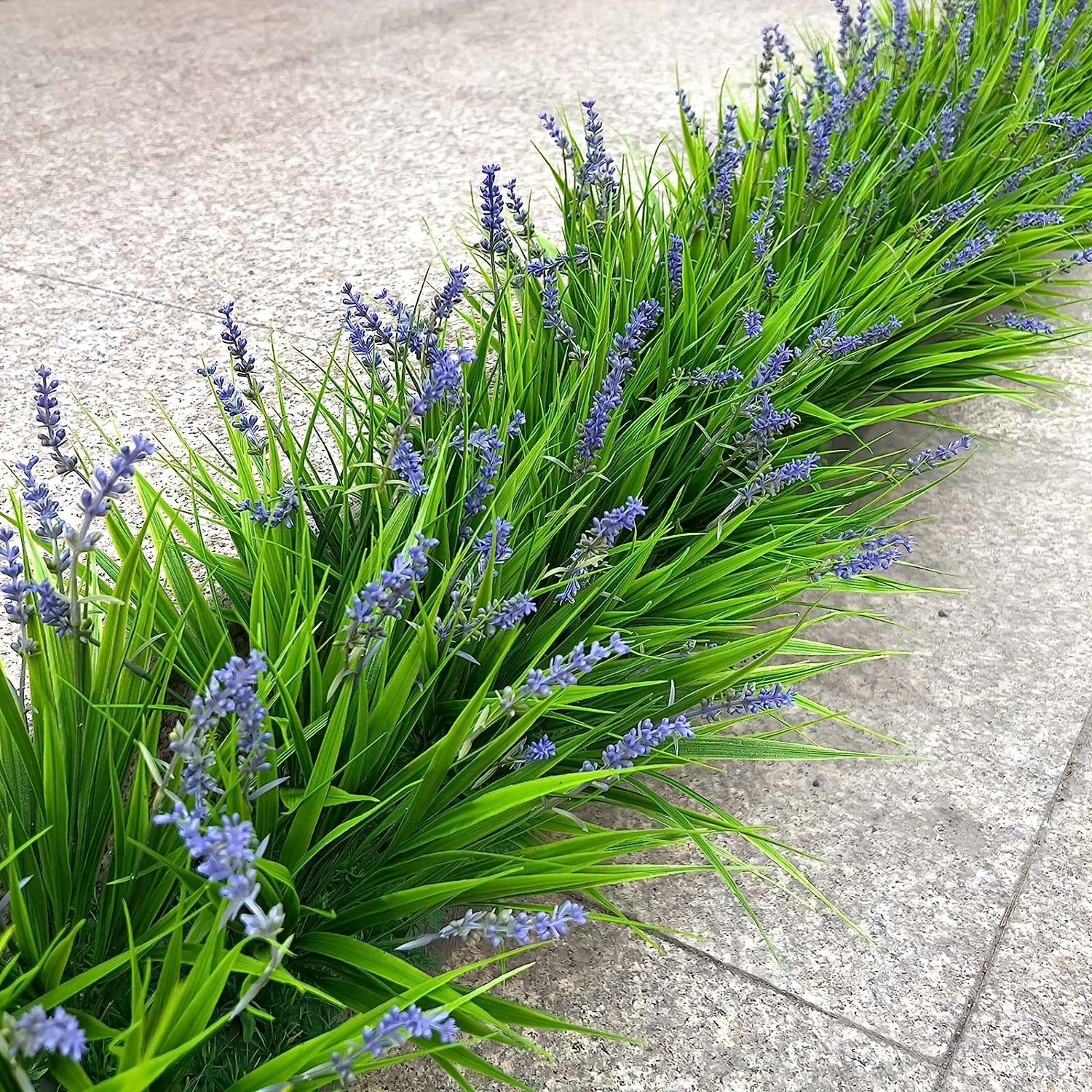 4 Piante Artificiali, Erba Scimmia Finta Esterno, Fiori Lavanda